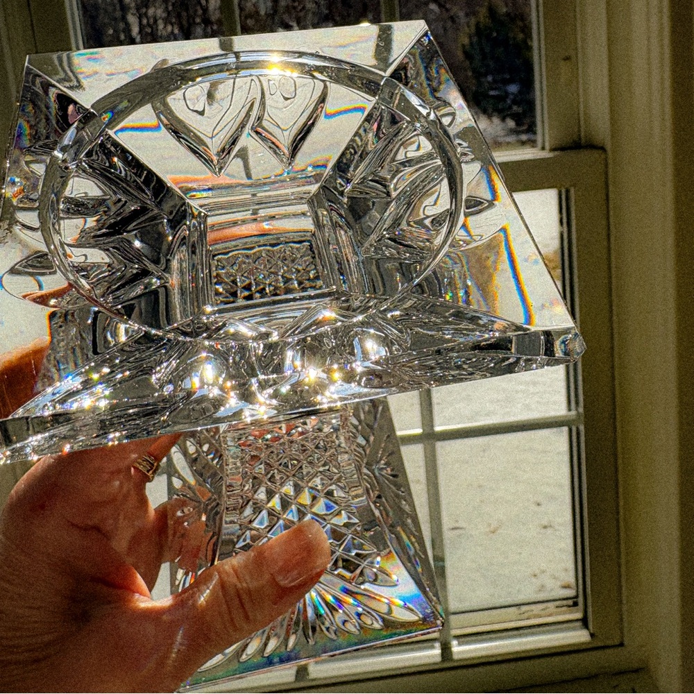 Signed Waterford Crystal Pedestal Candle Holder| Architectural Statement Decor - Picture 7 of 10